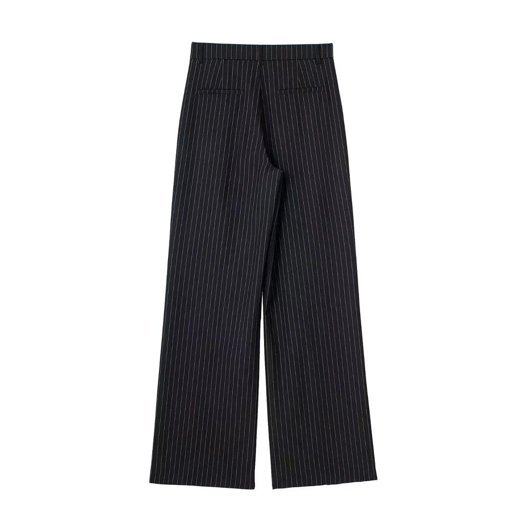 Calça de Alfaiataria Listrada – Cintura Alta e Silhueta Wide Leg Elegante