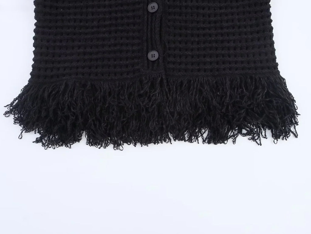 Conjunto em Tricô Vazado – Saia Mini + Camisa