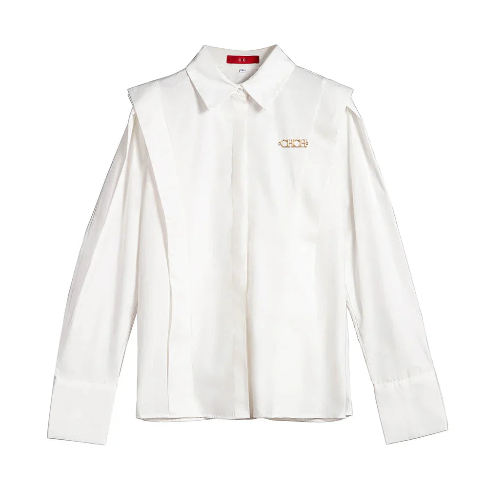 Blusa CHCH Elegante – Gola Clássica e Babados