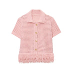 Conjunto em Tricô Vazado – Saia Mini + Camisa