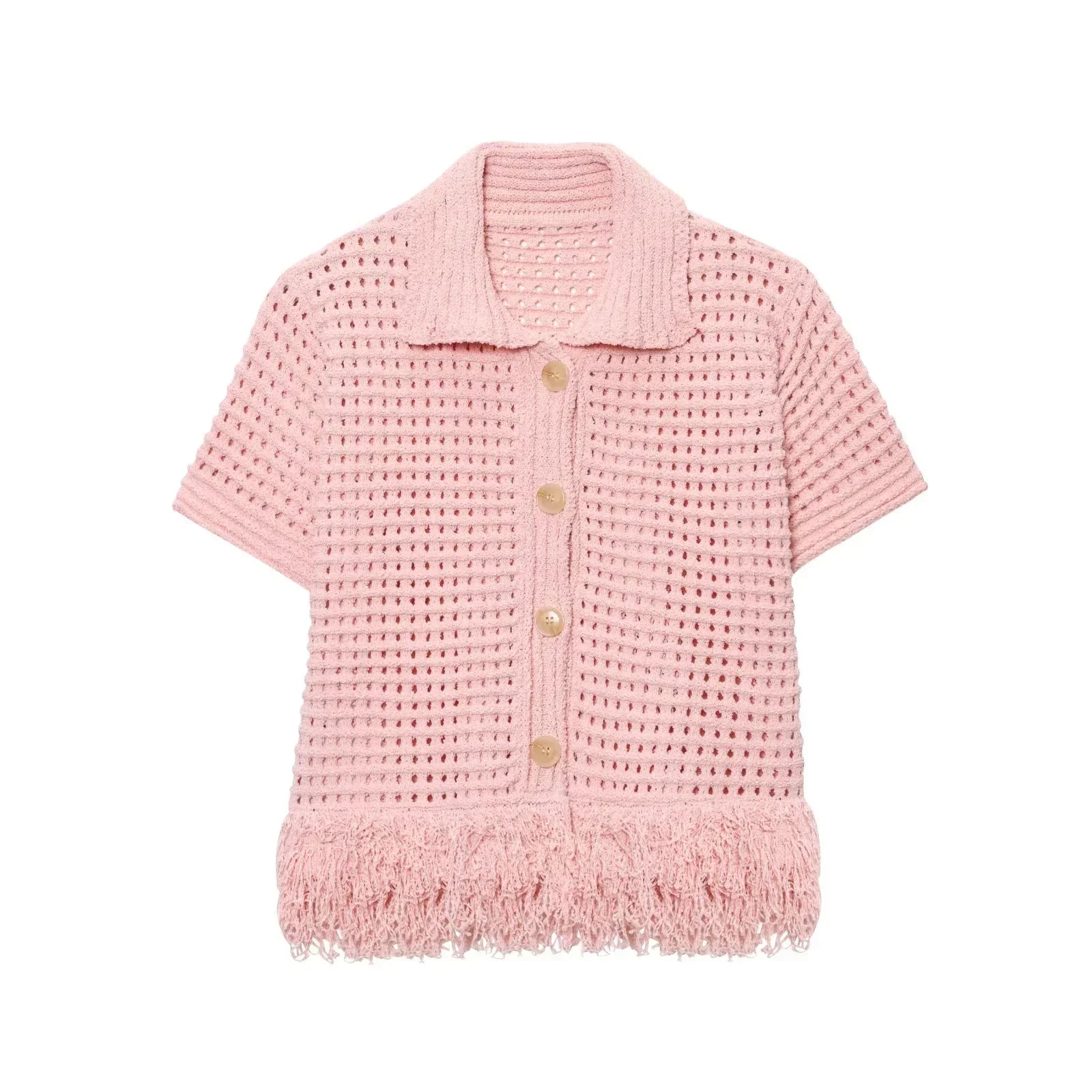 Conjunto em Tricô Vazado – Saia Mini + Camisa