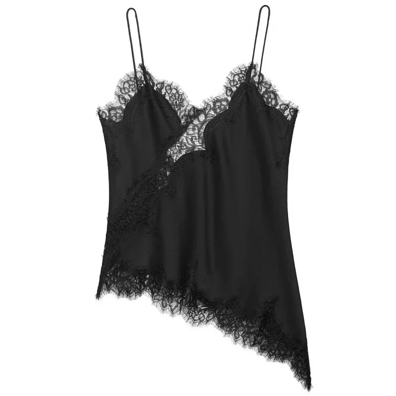 Top Assimétrico em Renda com Caimento Delicado – Elegância Contemporânea