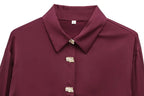 Camisa Vinho com Botões Dourados