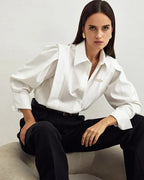 Blusa CHCH Elegante – Gola Clássica e Babados