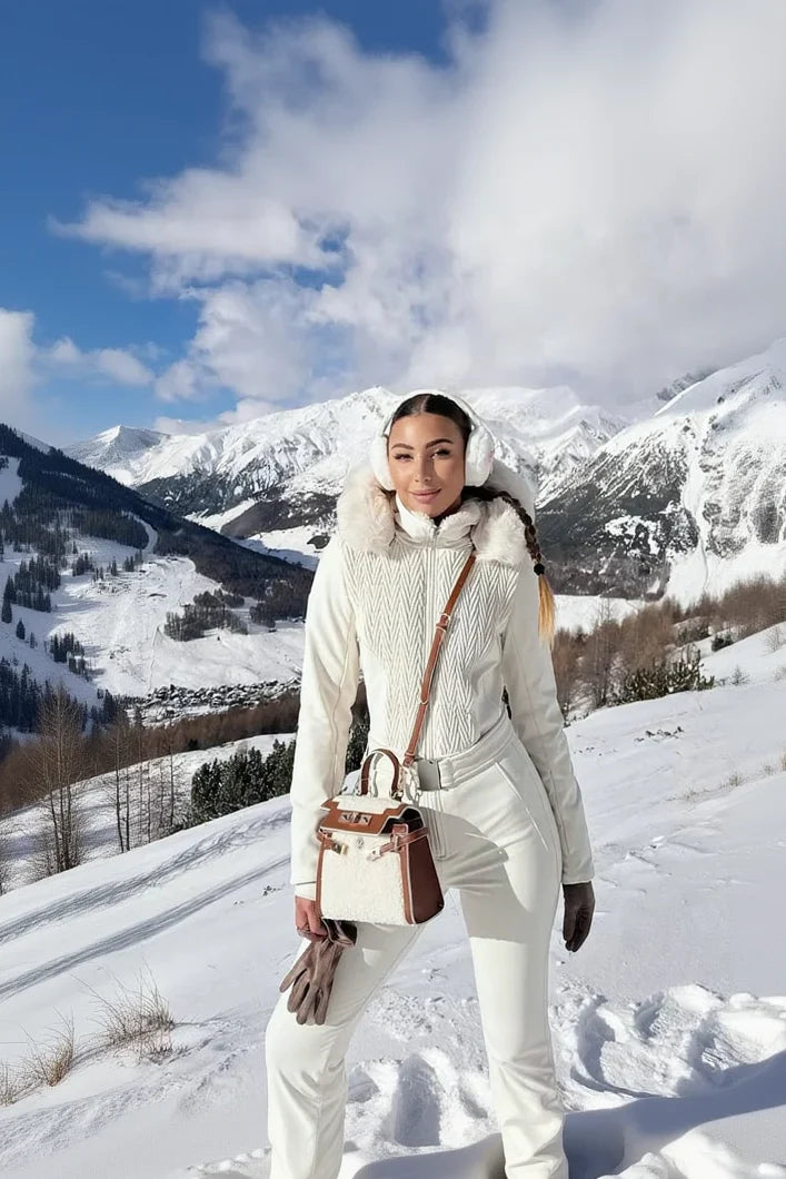 Macacão Feminino Elegante, Proteção Impermeável e Design de Inverno