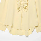 Conjunto Camisa com Babados & Saia Midi Casual Primavera/Verão