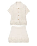 Conjunto em Tricô Vazado – Saia Mini + Camisa
